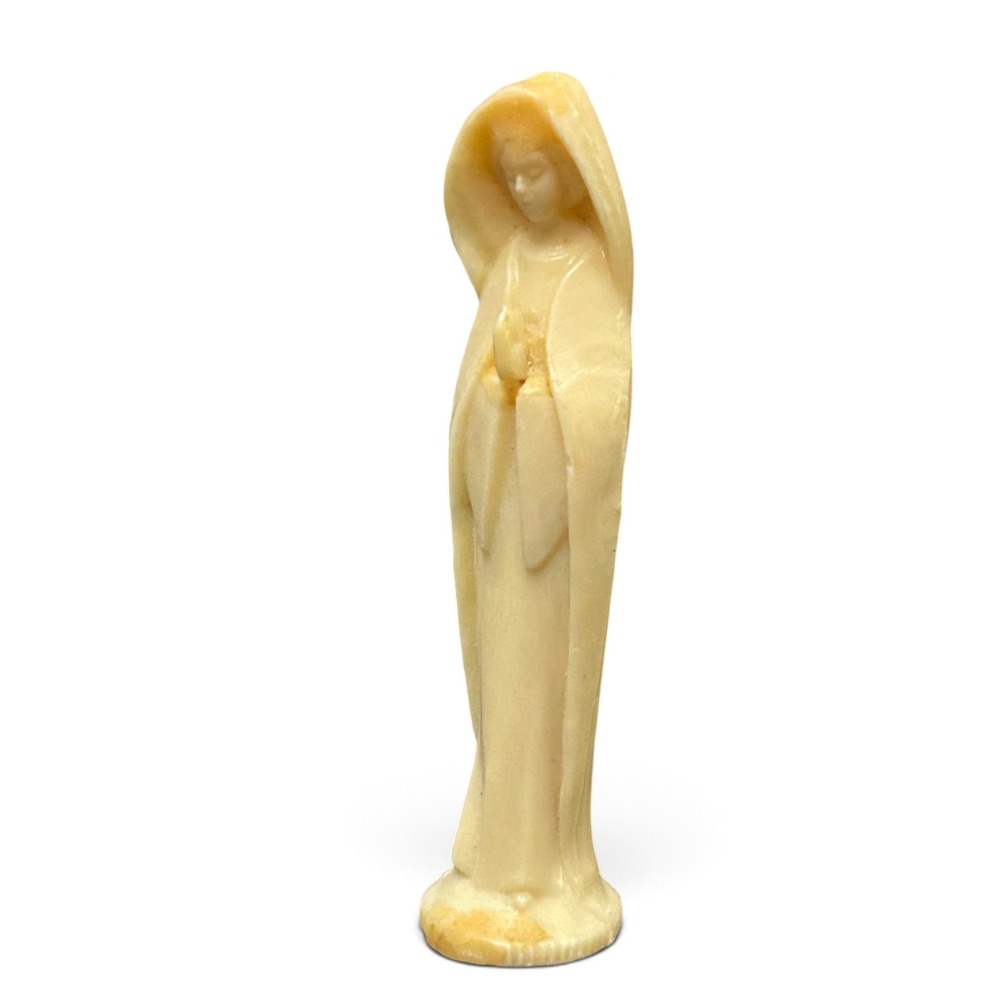 Vintage Carved Plastic Figurine Virgin Mary Madonna Hong Kong 2.5" Collectible